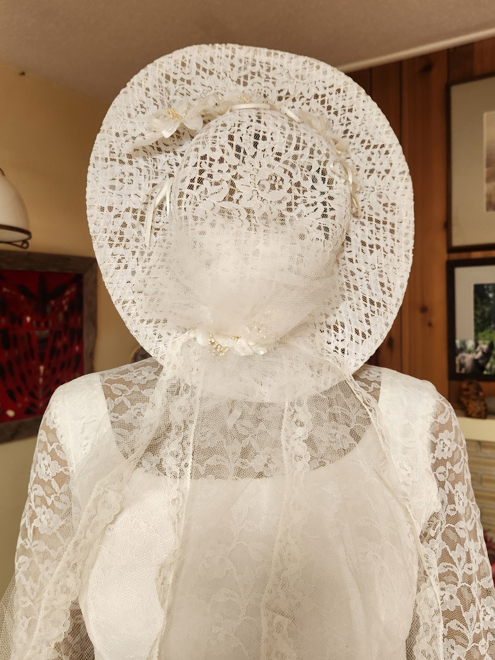 Glimmering 1970s Dream: Bridal Originals Sequin Lace Gown & Sonni of SF Veil Hat - Picture 13 of 16